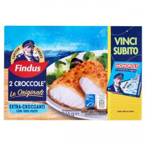 Capitan Findus 2 Croccole con 100% Filetti di Merluzzo - Le originali 216 g